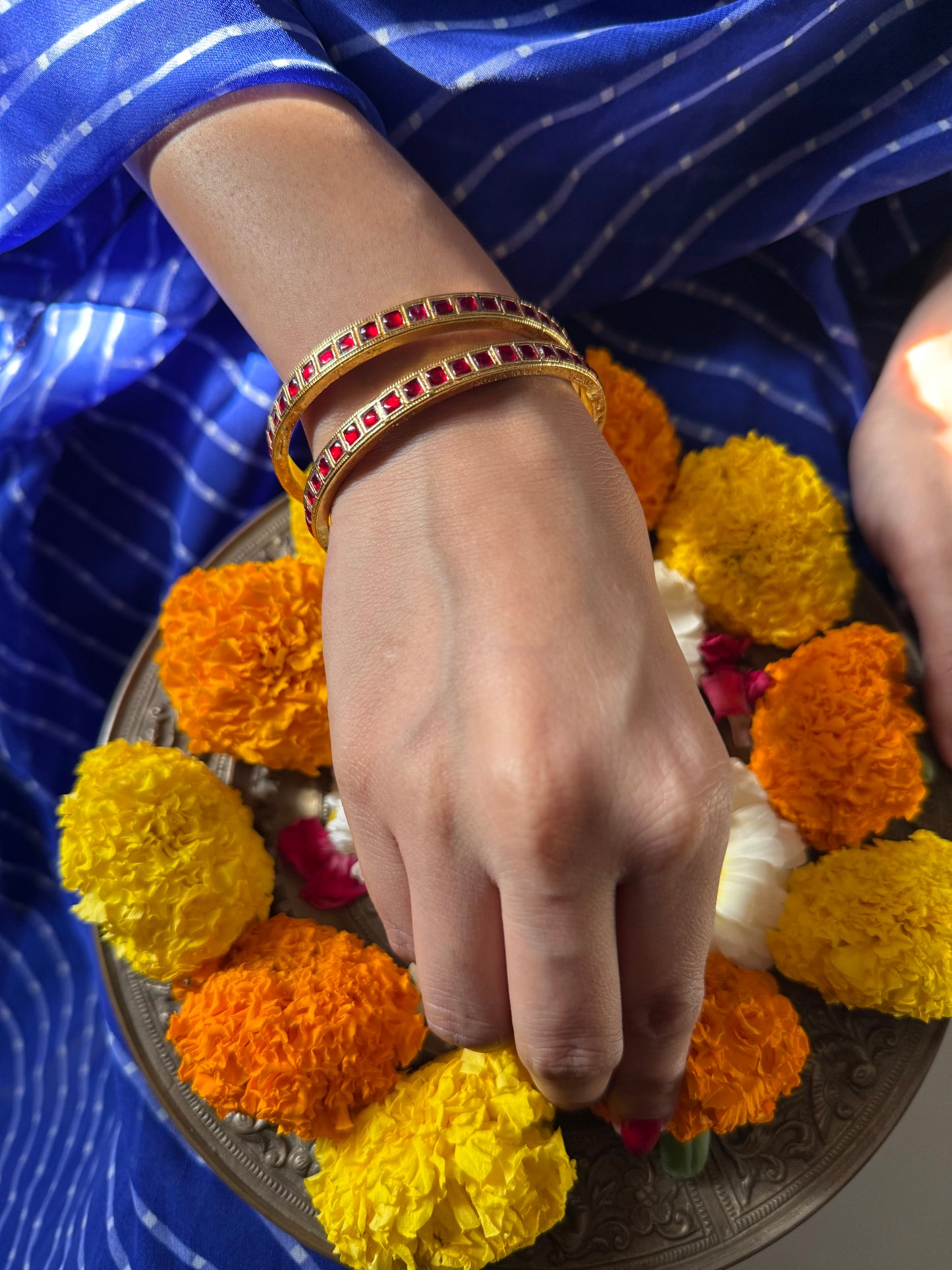 Gold Plated Jadau Kundan Bangles- BAN103P
