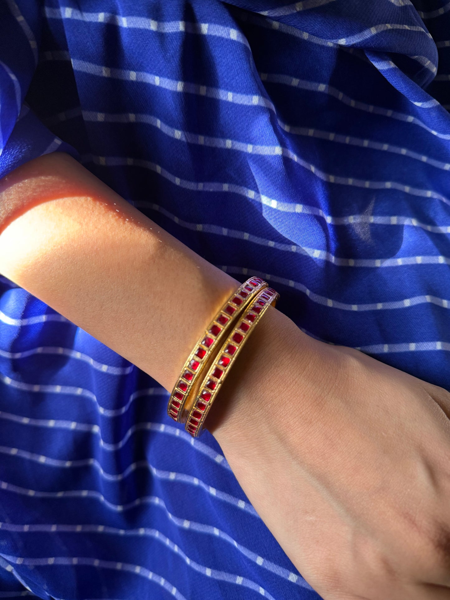 Gold Plated Jadau Kundan Bangles- BAN103P