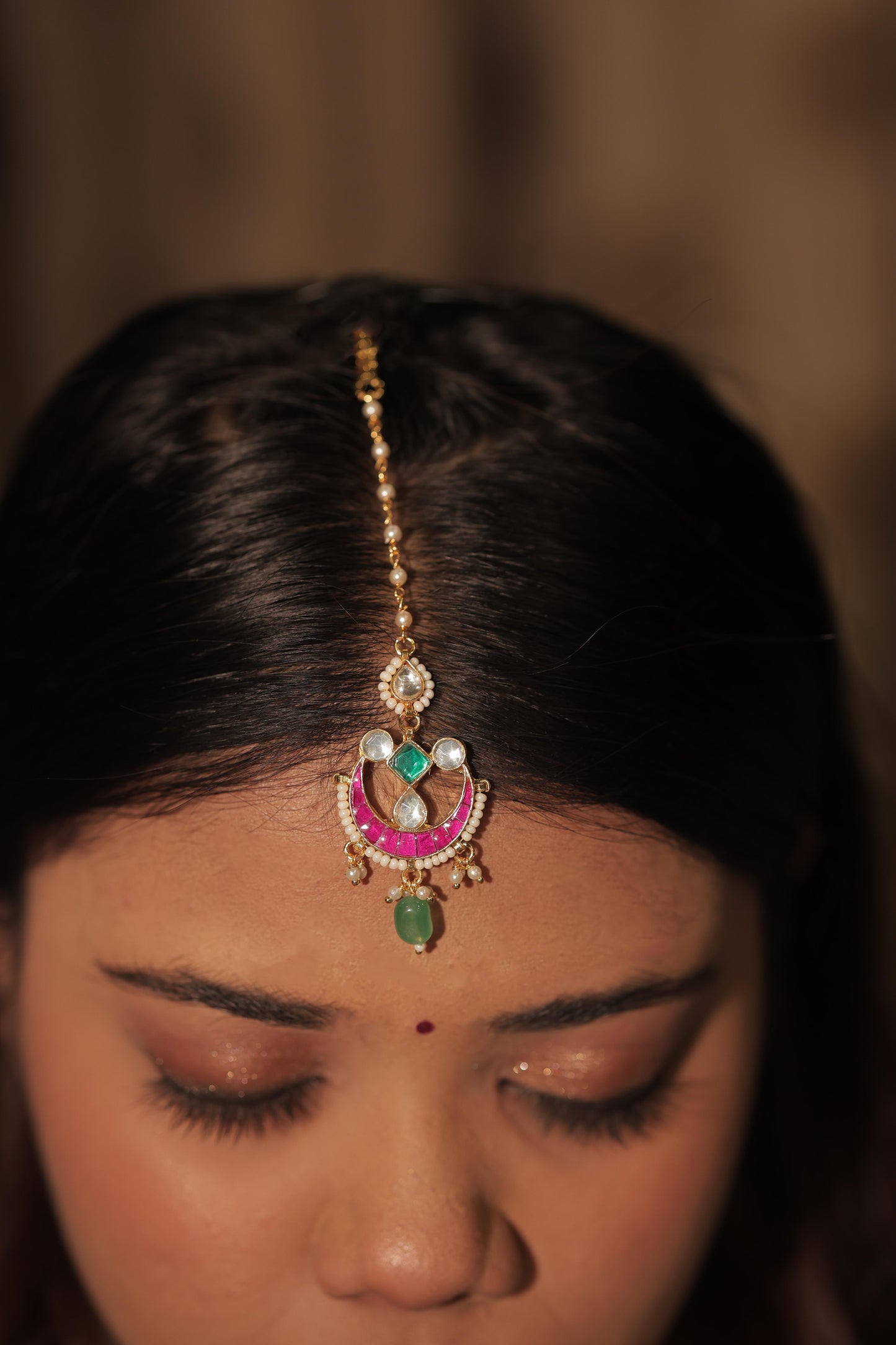 Multi Color Gold Plated Jadau Kundan Tikka - TK110A