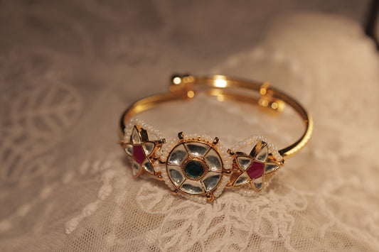 Multi Color Gold Plated Jadau Kundan Kada - KD103A