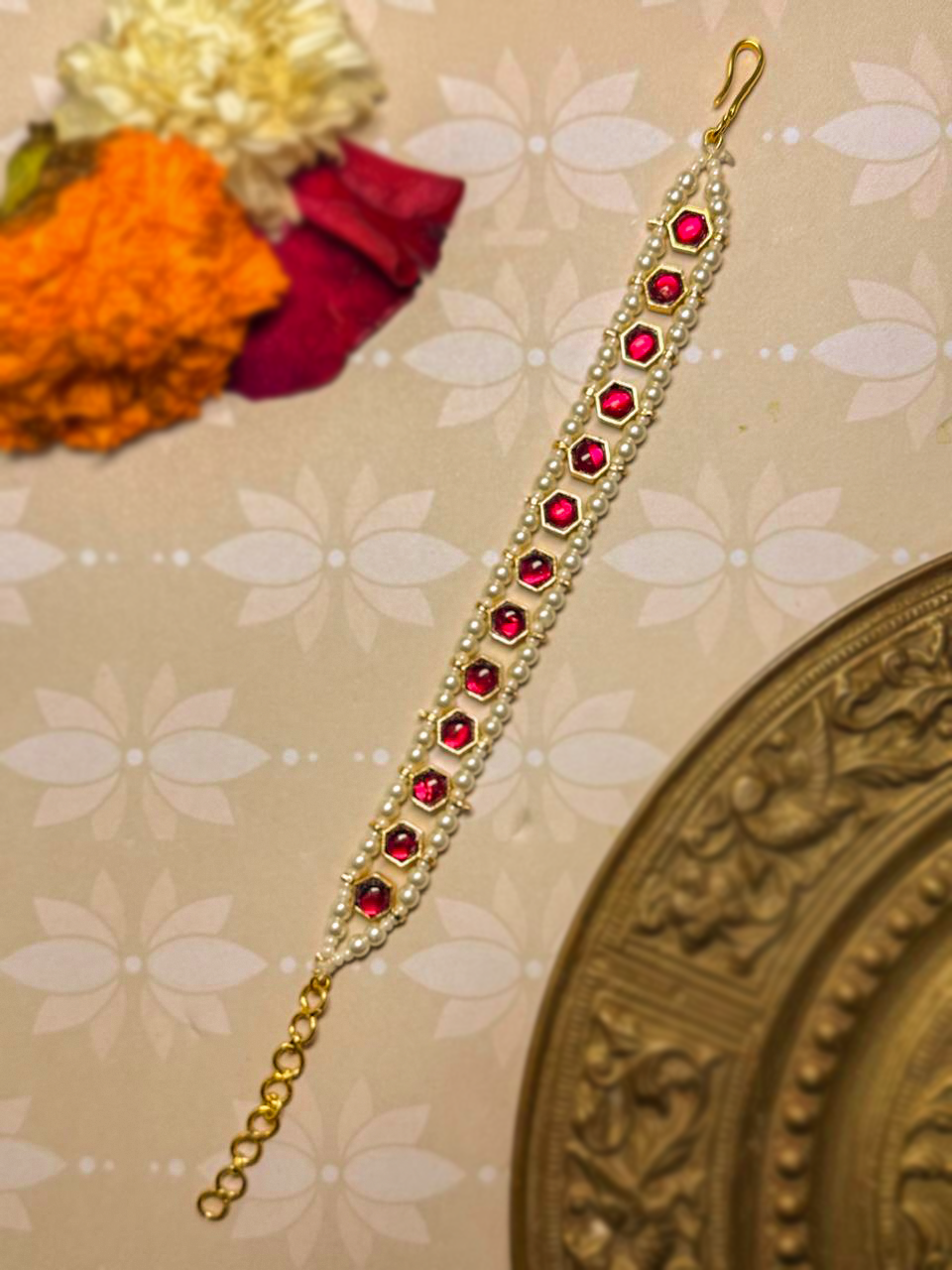 Gold Plated Jadau Kundan Bracelet - BR101P