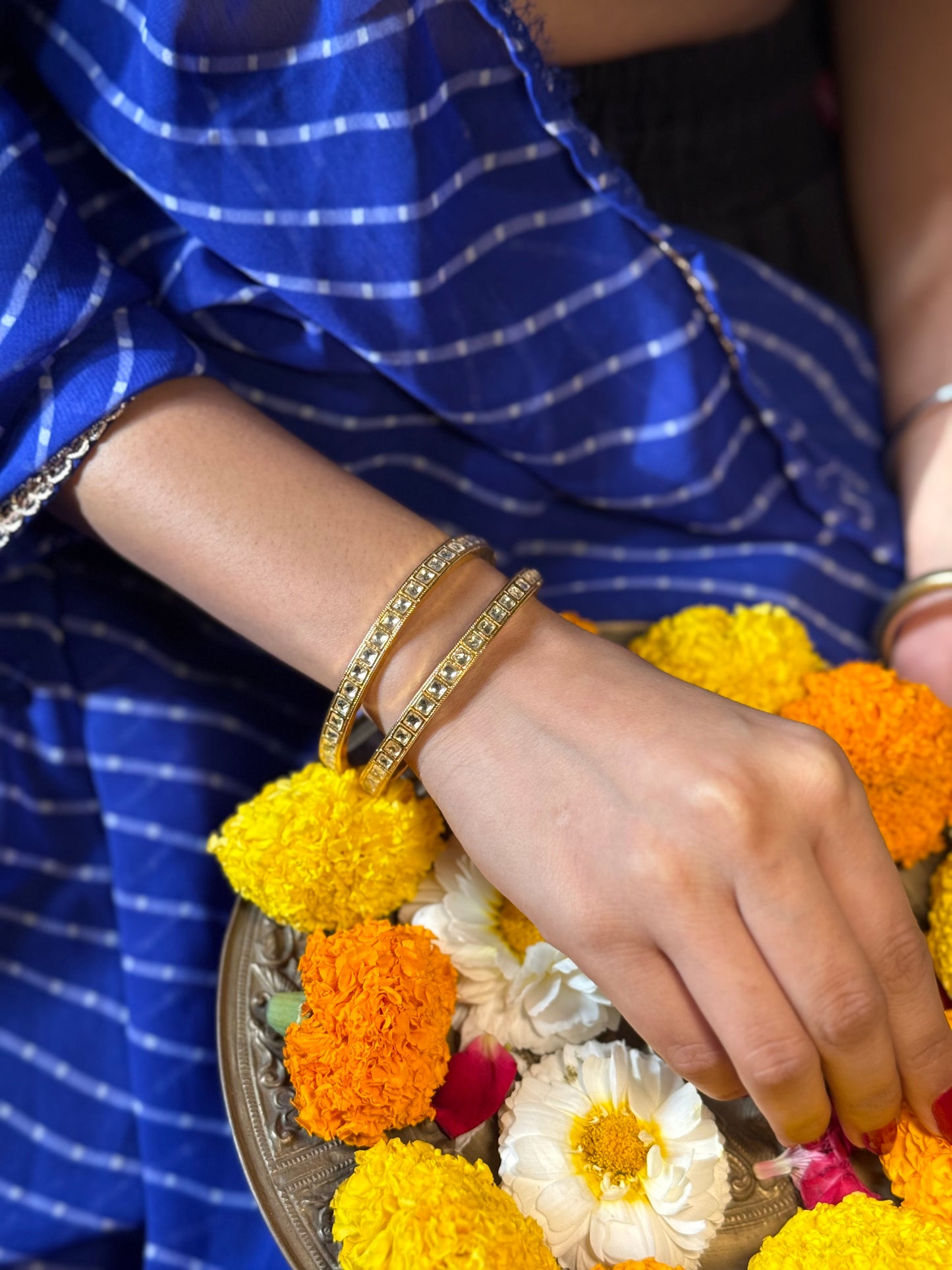 Gold Plated Jadau Kundan Bangles- BAN103W