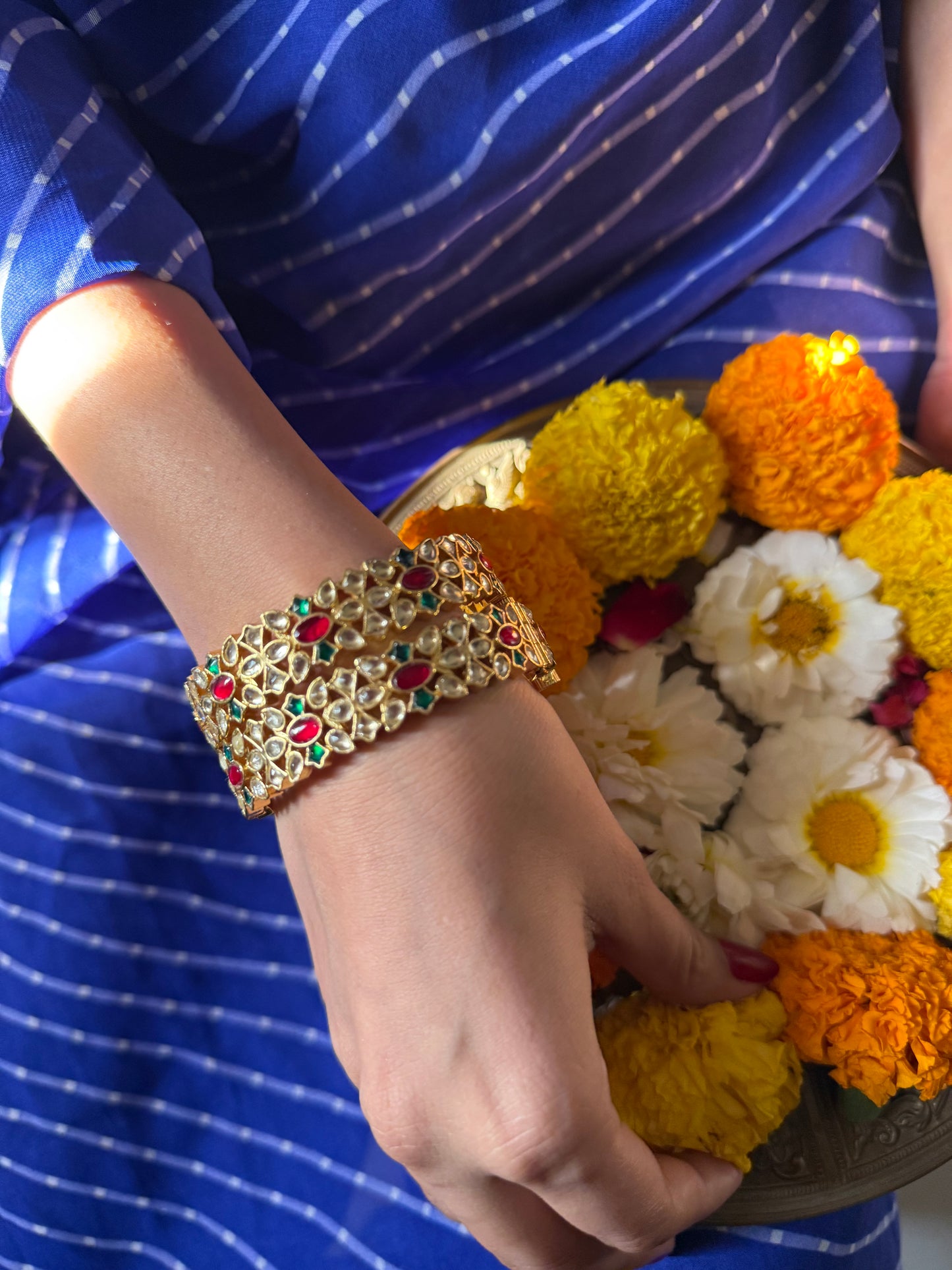Gold Plated Jadau Kundan Bangles- BAN110MC