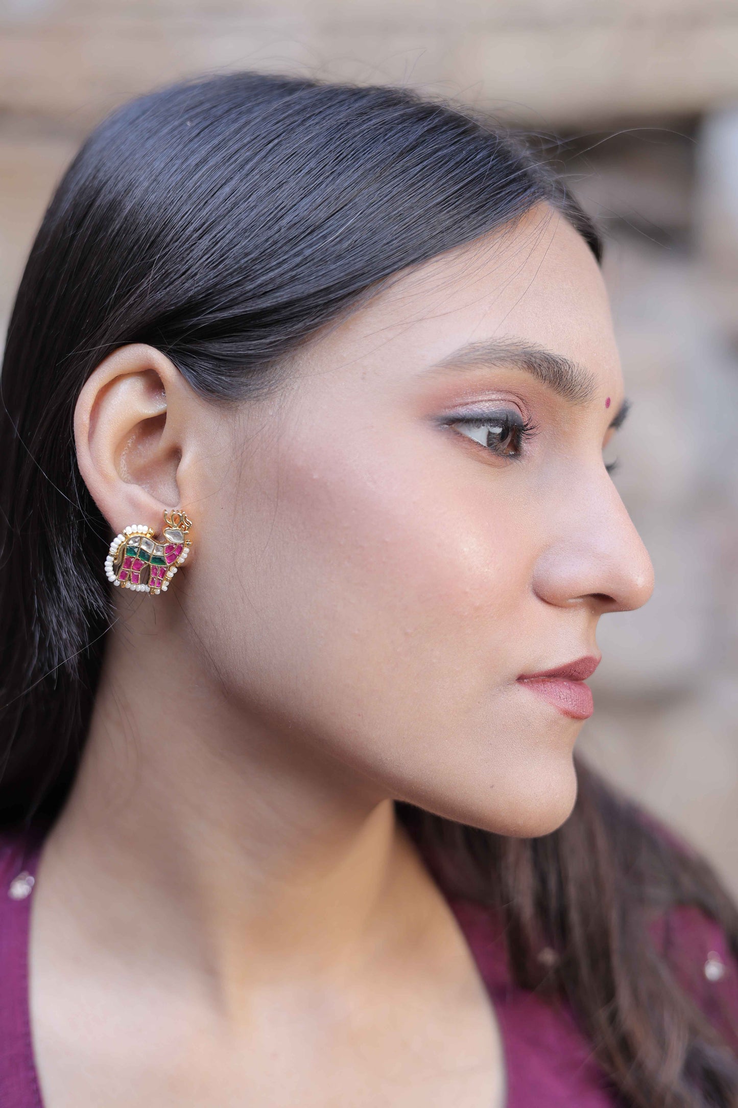 Multi Color Gold Plated Jadau Kundan Jhumka Earrings - ER112MC