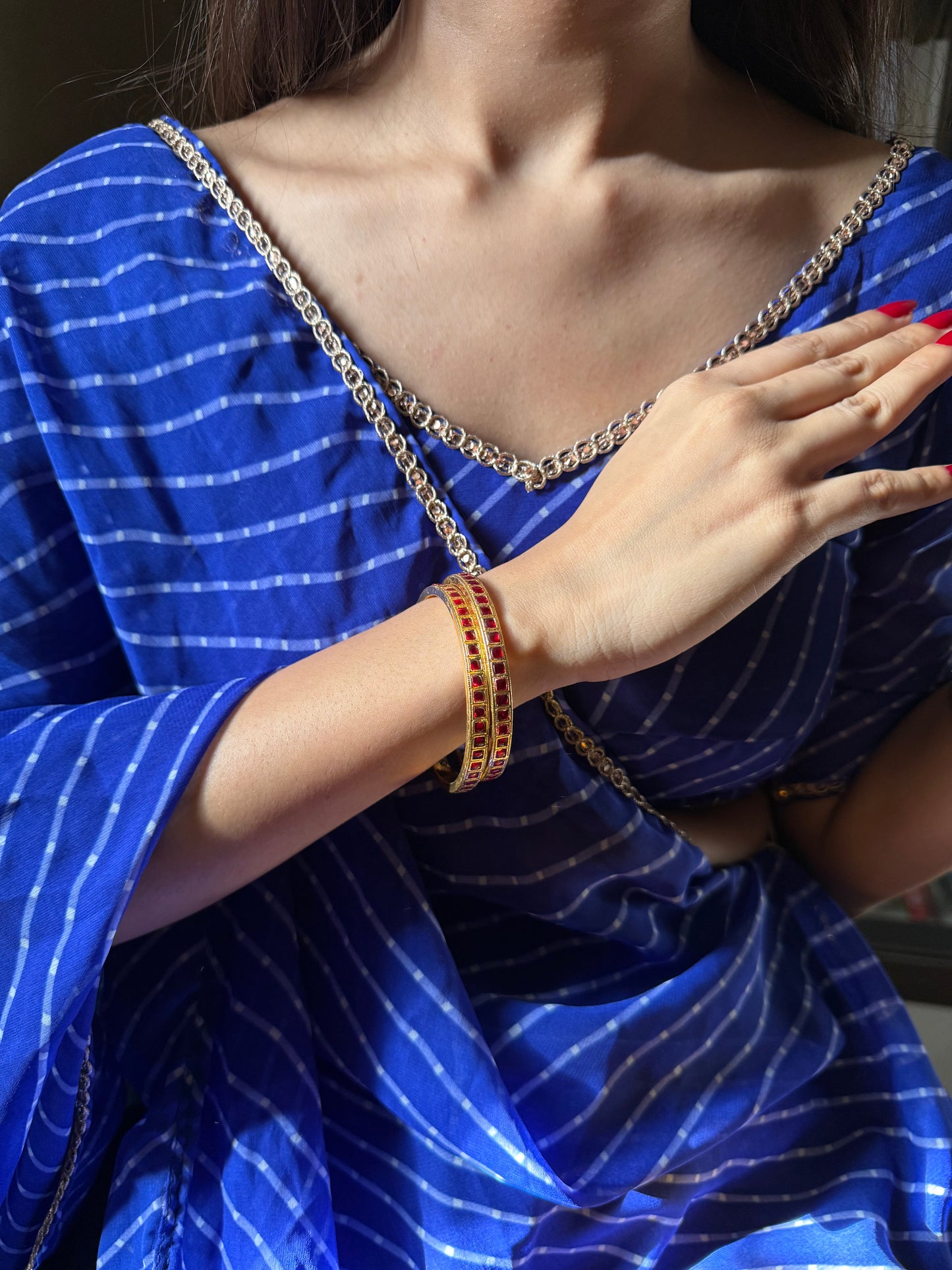 Gold Plated Jadau Kundan Bangles- BAN103P