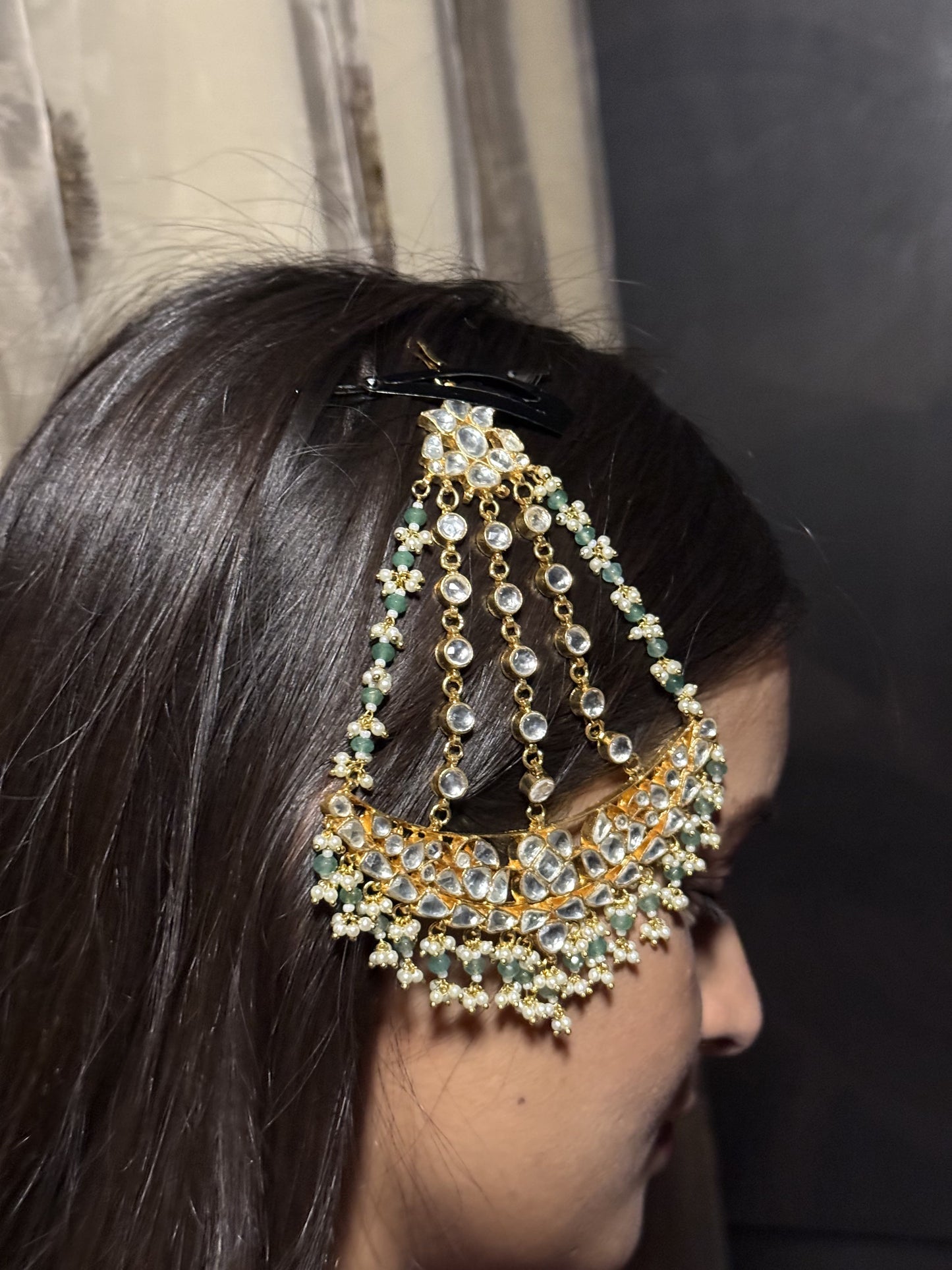 Fluorite Color Gold Plated Jadau Kundan Passa- P101FL