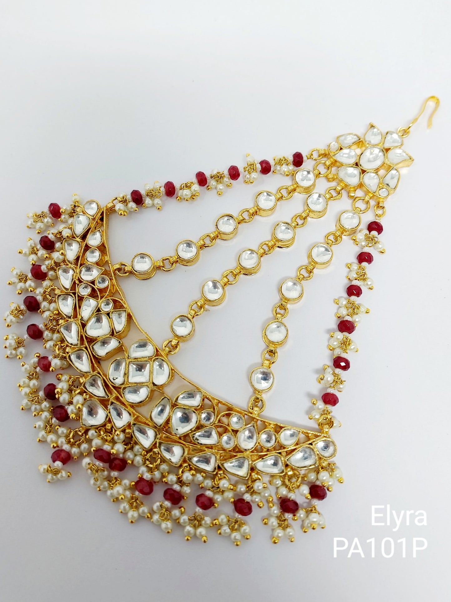 Pink Color Gold Plated Jadau Kundan Passa- P101P