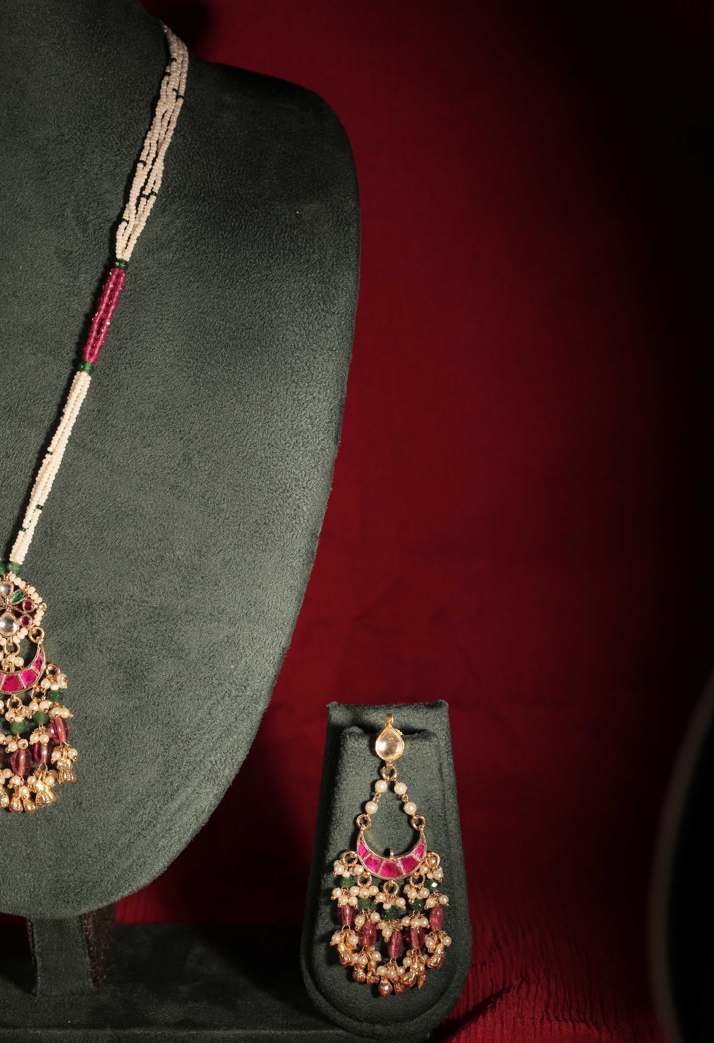 Multicolor Gold Plated Jadau Kundan Pendant Set - PS101MC