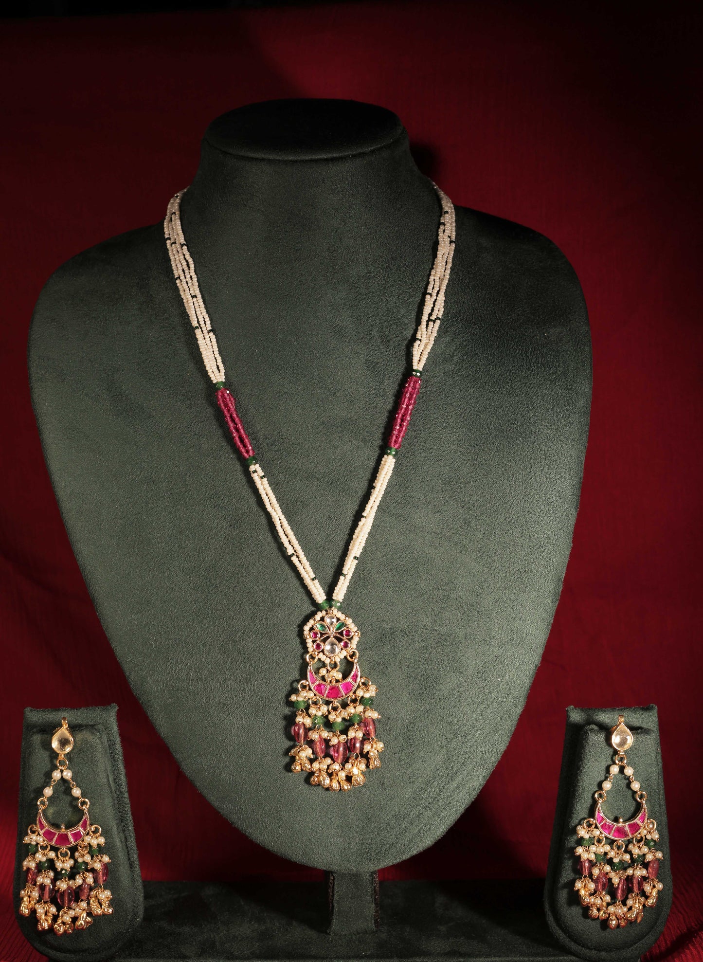 Multicolor Gold Plated Jadau Kundan Pendant Set - PS101MC
