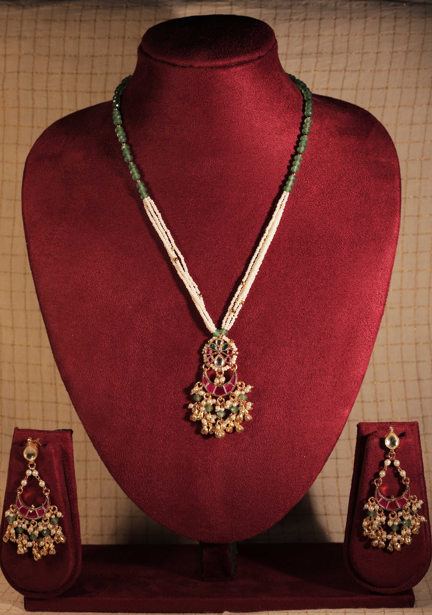 Multicolor Gold Plated Jadau Kundan Pendant Set - PS102MC