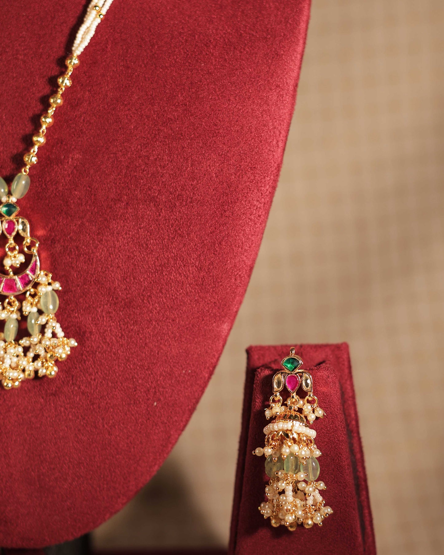 Multicolor Gold Plated Jadau Kundan Pendant Set - PS103MC