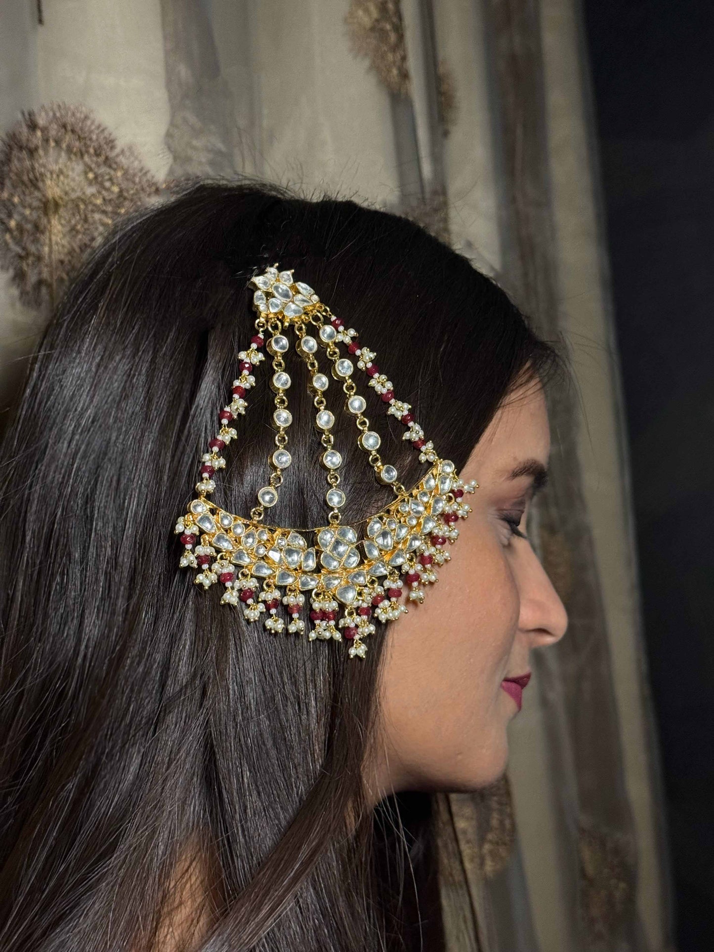 Pink Color Gold Plated Jadau Kundan Passa- P101P