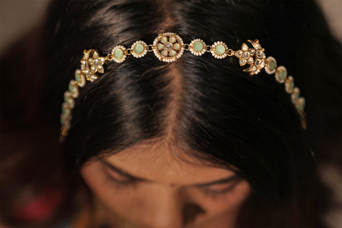 Fluorite Color Gold Plated Sheeshphool- MP102FL