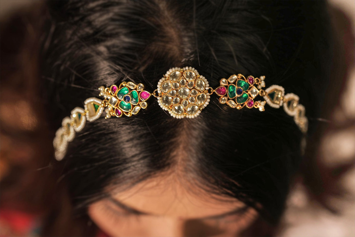 Multi Color Gold Plated Sheeshphool- MP103MC