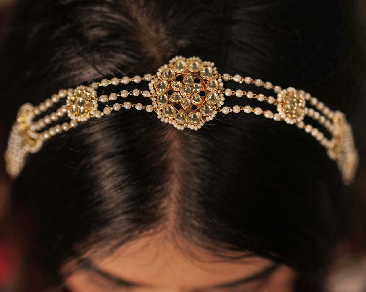 White color Gold Plated Sheeshphool- MP101W