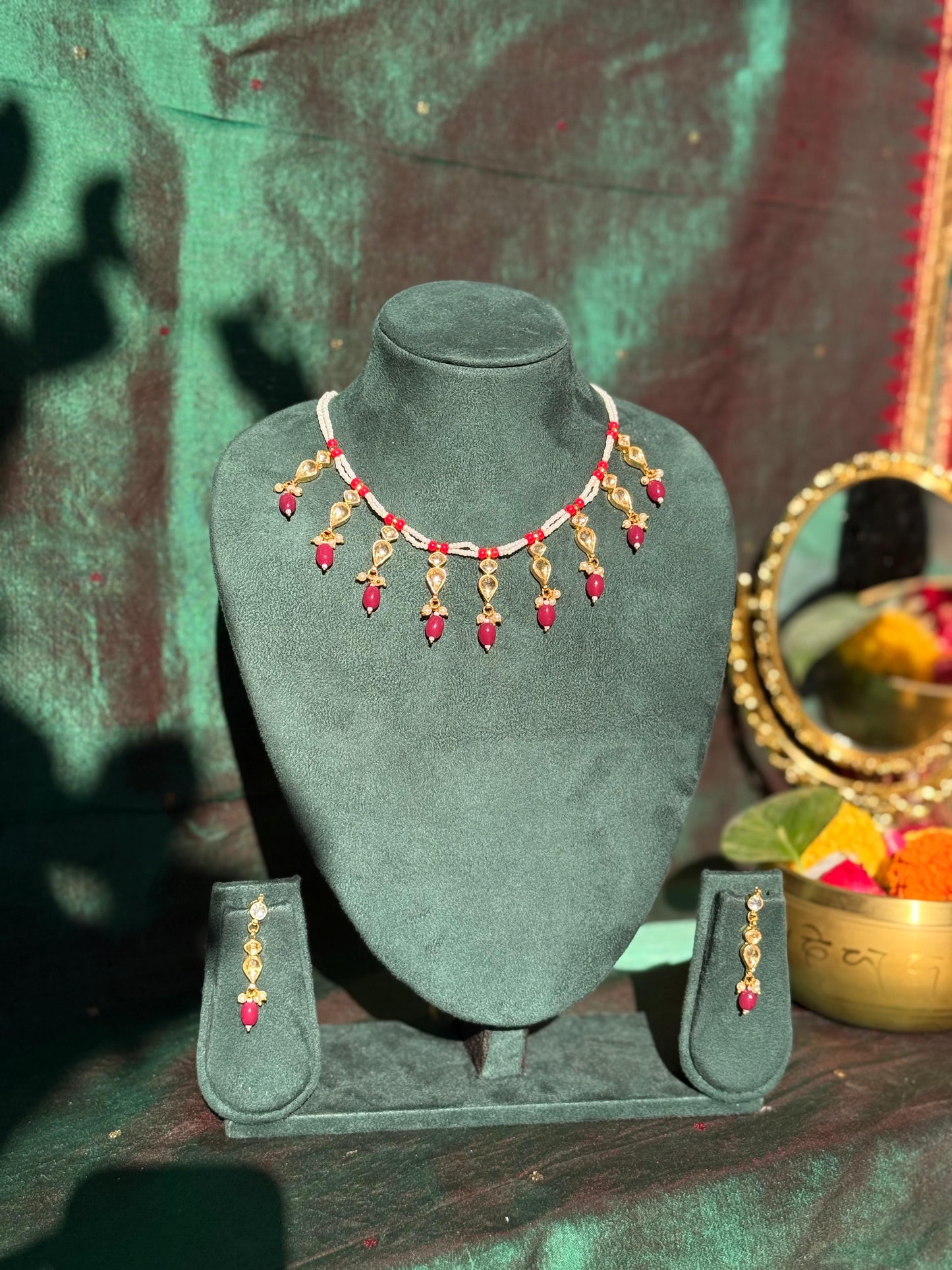 Pink Drop Necklace Set- SET139P