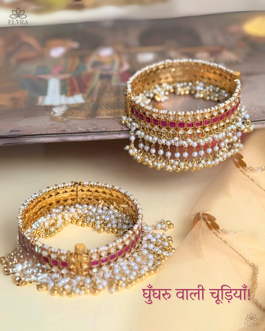 Gold Plated Jadau Kundan Bangles- BAN101P