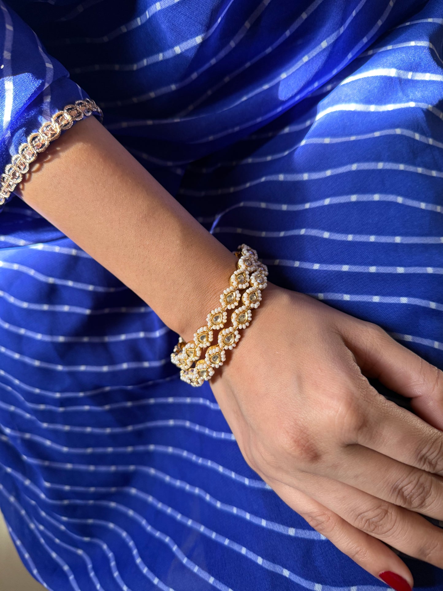 Gold Plated Jadau Kundan Bangles- BAN108W