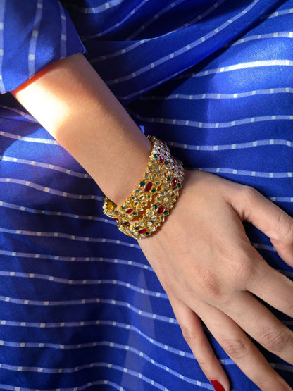 Gold Plated Jadau Kundan Bangles- BAN110MC