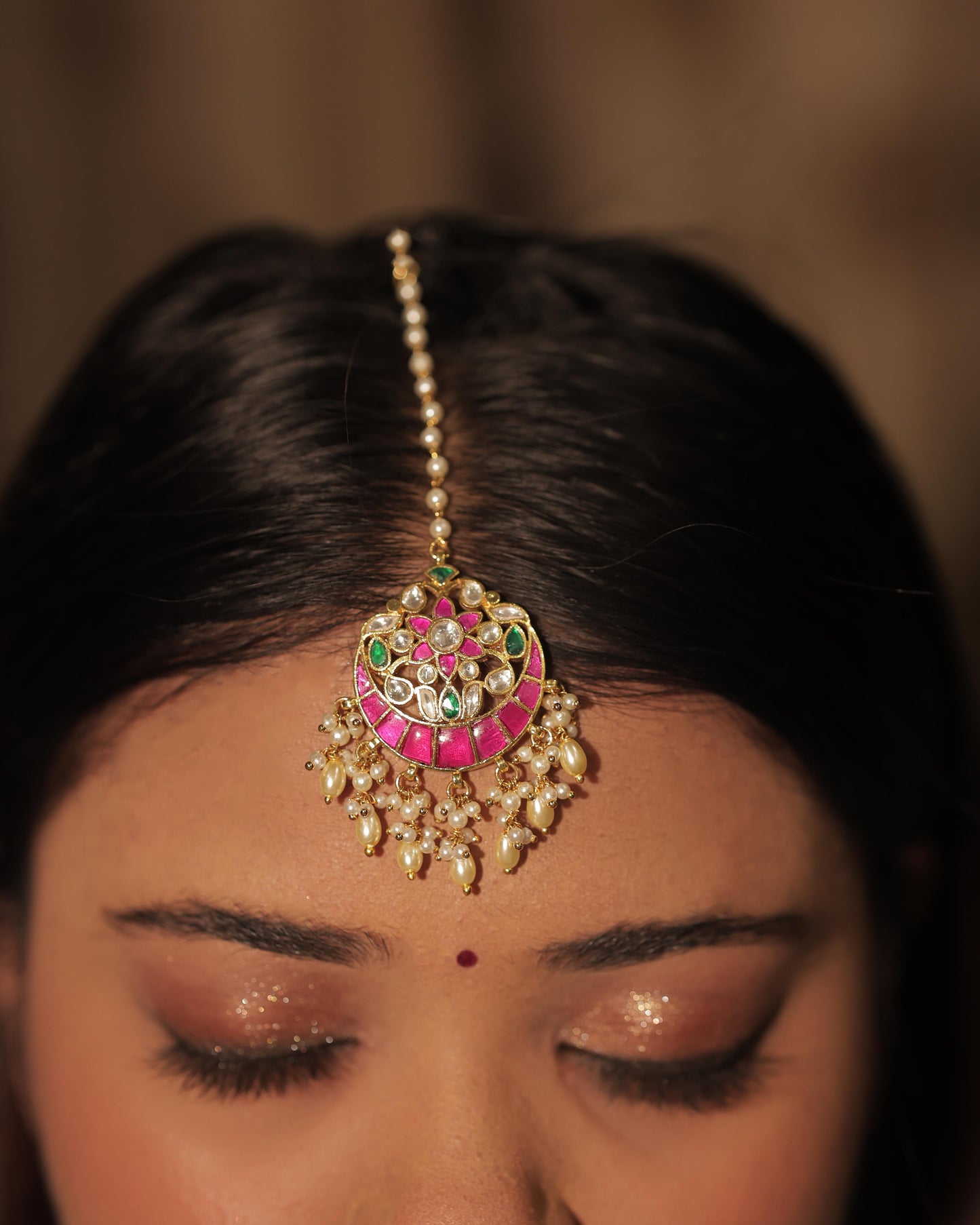 Multi Color Gold Plated Jadau Kundan Tikka - TK102MC