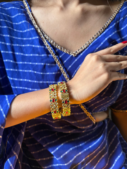 Gold Plated Jadau Kundan Bangles- BAN110MC