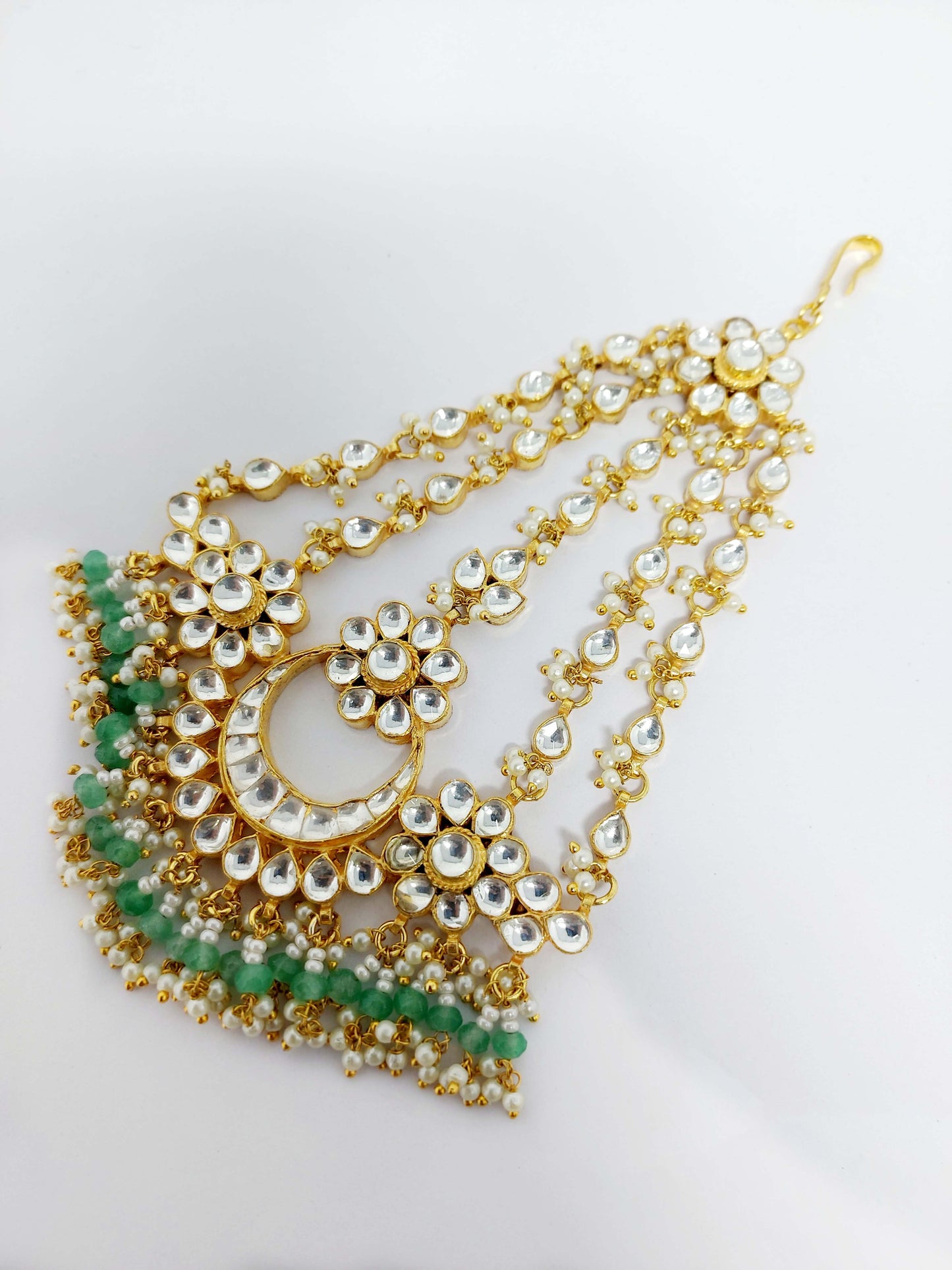 Fluorite Color Gold Plated Jadau Kundan Passa- P102FL