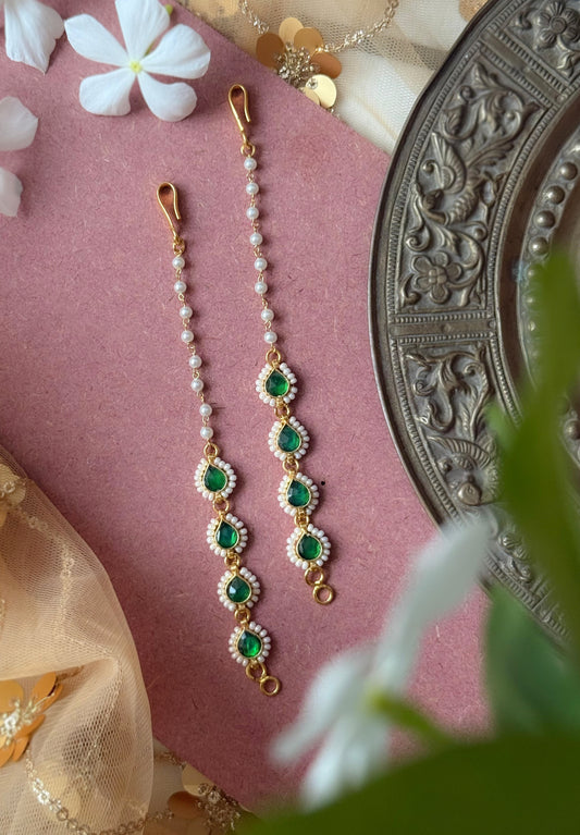 Gold Plated Jadau Kundan Earchain- EC103GR