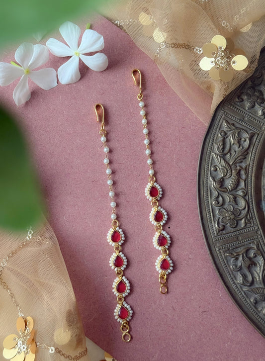 Gold Plated Jadau Kundan Earchain- EC103P