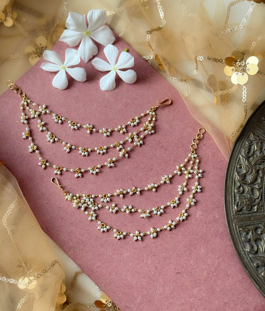 Gold Plated Jadau Kundan Earchain- EC107W