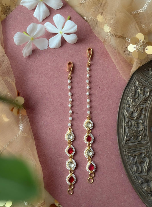 Gold Plated Jadau Kundan Earchain- EC101