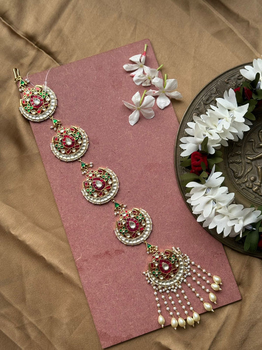 Gold Plated Jadau Kundan Hairbraid - HB103MC