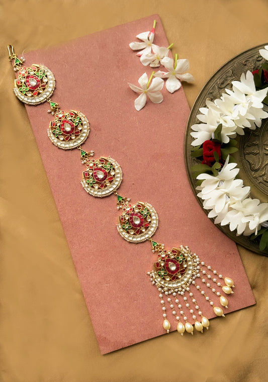 Gold Plated Jadau Kundan Hairbraid - HB103MC