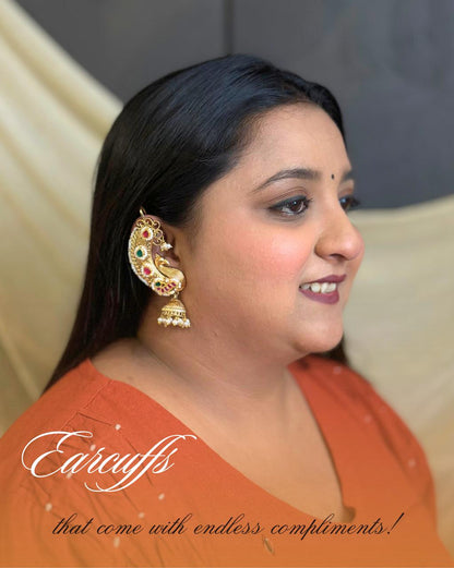 Peacock Jhumka Earcuff- NR108