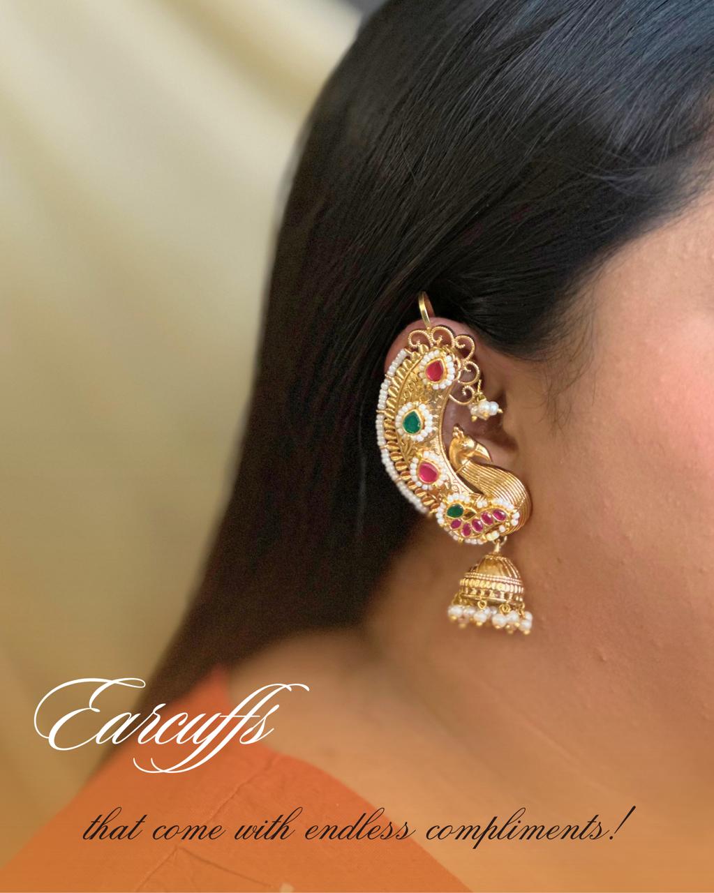 Peacock Jhumka Earcuff- NR108